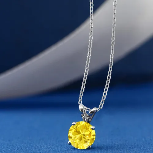Vista 117 de Gem Stone King Collar con colgante solitario de plata de ley 925 de 0.236 in con piedra natal redonda Collar de 4 puntas para mujer Con cadena