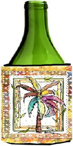 Vista 2 de Caroline's Treasures 8614LITERK Palmera Botella de vino Hugger Botella Enfriador Manga Hugger Abrazador Lavable a Máquina Aislante Plegable Aislante