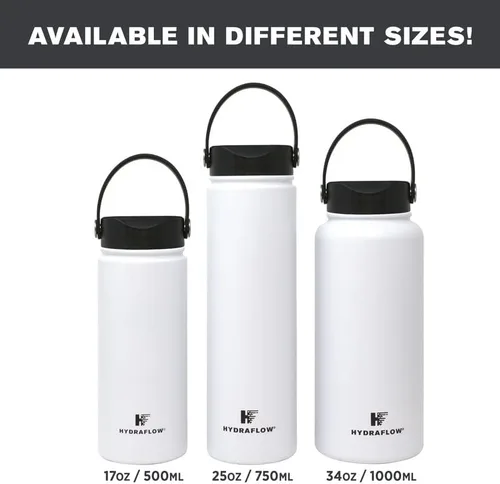 Vista 12 de Hydraflow Hybrid - Botella de agua de triple pared aislada al vacío con tapa de boca ancha (34 onzas, negro polvo) termos de metal de acero
