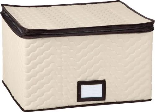 Vista 4 de Caja de almacenamiento para copas de vino con divisores, capacidad para 12 vasos de hasta 3.75 pulgadas de ancho, funda de almacenamiento para copas