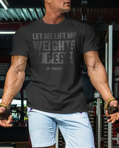 Vista 3 de Camisetas de entrenamiento para hombre, Let Me Lift My Weight in Peace Gym Shirt divertida camiseta de levantamiento