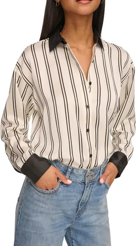 Vista 4 de Karl Lagerfeld Paris Blusa de rayas oversize para mujer