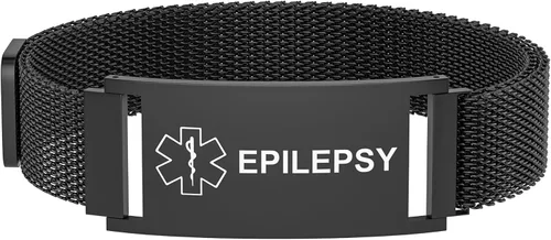 Vista 19 de Pulsera de alerta médica para mujeres y hombres, pulsera ajustable con identificación de alerta médica para epilepsia diabética D.N.R marcapasos