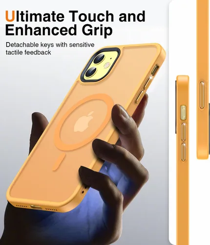 Vista 4 de Meifigno Funda magnética para iPhone 11, [protección de grado militar y compatible con Magsafe], policarbonato mate translúcido con teclas de Llave