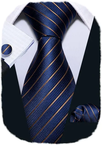 Vista 89 de Barry.Wang Juego de corbatas para hombre, corbata de seda a rayas, tejido a cuadros, gemelos formales, negocios, boda