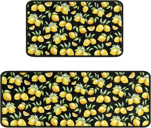 Vista 9 de Juego de 2 alfombras de cocina estilo granja, antideslizantes, lavables, absorbentes, de microfibra rústica, decoración de piso de cocina, 17 x 47 +