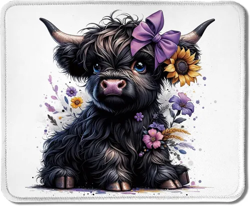 Vista 21 de Highland - Alfombrilla de mouse de vaca con lazo rosa coqueta floral para mouse inalámbricos, computadora portátil, accesorios de escritorio, 9.5 x