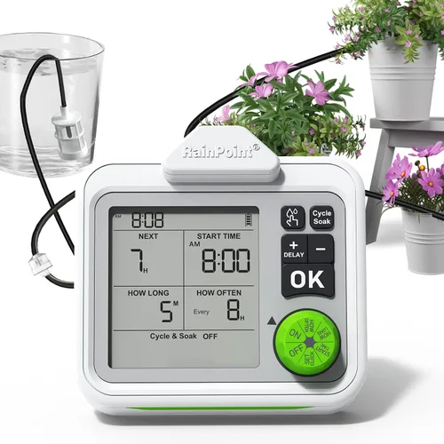 Vista 10 de RAINPOINT Regadera automática para plantas de interior de gran pantalla para maceta, ciclo y modo de remojo, sistema de riego por goteo automático