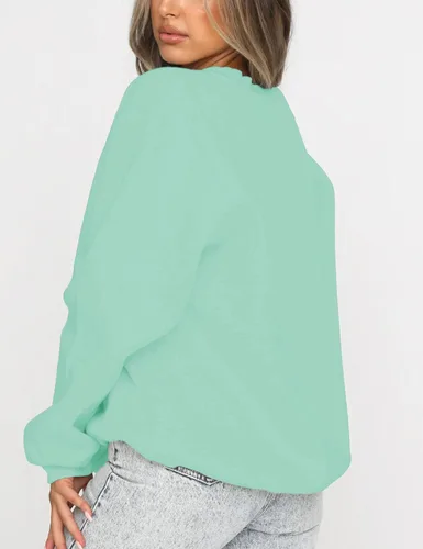 Vista 4 de Orchidays Sudadera casual con cuello redondo para mujer, manga larga, holgada, para otoño