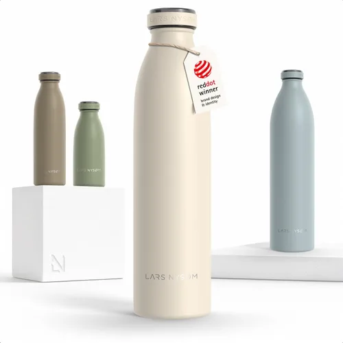 Vista 99 de LARS NYSØM Botella de agua aislada de acero inoxidable de 12 onzas, 17 onzas, 25 onzas, 34 onzas, 51 onzas, frasco térmico aislado para bebidas
