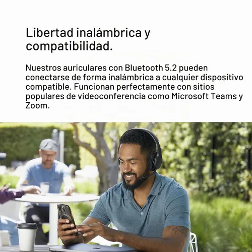 Vista 3 de Belkin Auriculares inalámbricos SoundForm Adapt, micrófono Boom, batería 45H Auriculares sobre la oreja, diseño plegable, USB-C y opción con cable