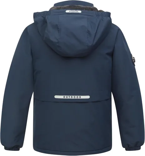 Vista 2 de MOERDENG Chaqueta impermeable con capucha para niños y niñas, chaqueta de invierno cálida para snowboard y rompevientos con capucha