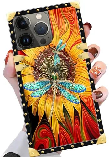 Vista 15 de Funda compatible con iPhone 14 Pro Max (6.7 pulgadas), hermosa mariposa Flosers dorada, de lujo, suave TPU duro, parte trasera de policarbonato