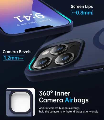 Vista 4 de Funda magnética para iPhone 13 Pro Max [compatible con MagSafe] [probada en caídas de grado militar de 10 pies] Funda delgada translúcida mate