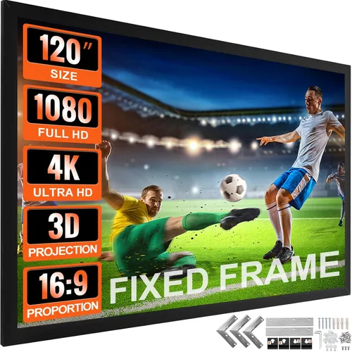 Vista 10 de VEVOR - Pantalla de proyector para exteriores de 110 pulgadas, pantalla de cine 16:9, marco fijo 3D para cine 4K HDTV