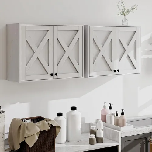 Vista 13 de YOURLITE Gabinete de lavandería, gabinete de medicinas, organizador de granja montado en la pared con estantes para baño y cocina sobre el inodoro