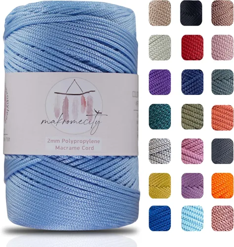 Vista 50 de Makromecity, Cordón de macramé de poliéster de 2 mm x 250 yardas (750 pies) Cordón de macramé de 2 mm de polipropileno para arte y manualidades