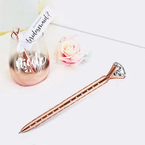Vista 7 de Bolígrafo de regalo para mujer, bolígrafos únicos de metal brillante con tinta negra, suministros de oficina, regalos para Navidad, compromiso
