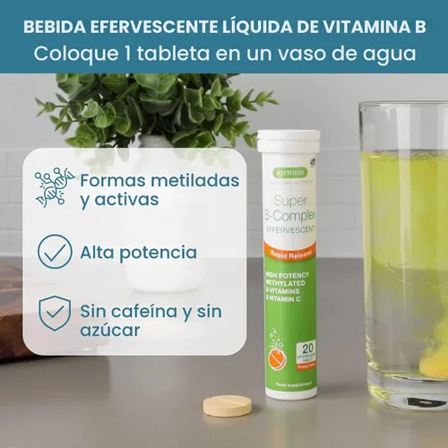 Vista 2 de Suplemento efervescente líquido metilado de vitamina B supercomplejo B