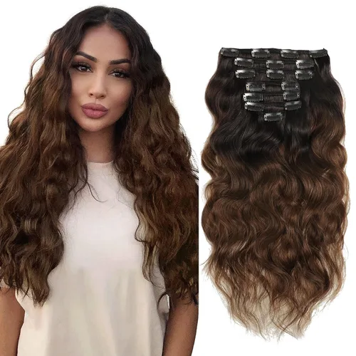Vista 10 de 3B 3C Anrosa Jerry - Extensiones de cabello humano rizado con clip, 16 Rizado #1B