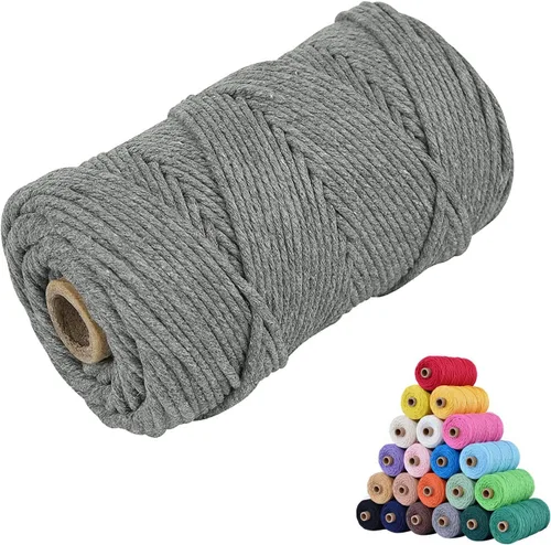 Vista 11 de Cordón de algodón para macramé 3mm x 109 yardas, cuerda de macramé natural color beige, suministros perfectos de algodón para macramé, para hacer