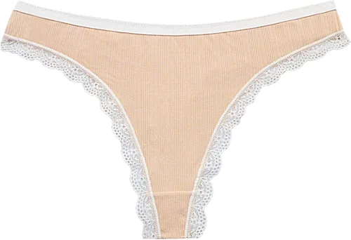 Vista 3 de COREGEO. Tanga de algodón para mujer, ropa interior de encaje (paquete de cinco)