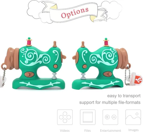 Vista 4 de 32GB Lindo USB Flash Drive Bordado Máquina De Coser Diseño Pen Drive Almacenamiento De Datos Imagen Stick Pendrive Memory Stick - Verde