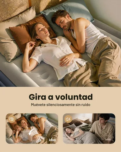 Vista 4 de iDOO Colchón de aire Queen con bomba incorporada, cama inflable elevada de Top Gris & Azul Marino
