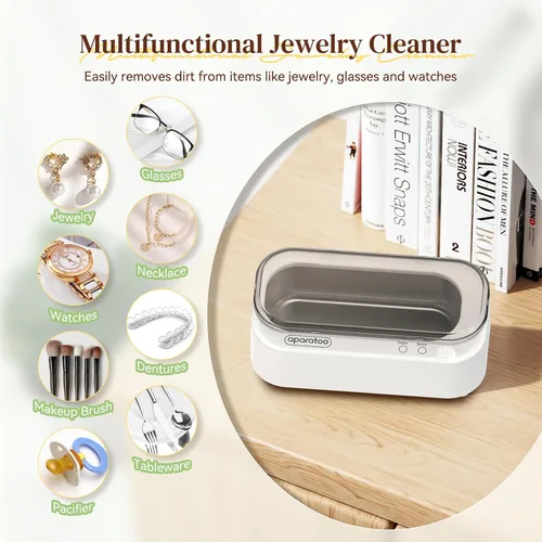 Vista 2 de Limpiador ultrasónico de joyas de 11.8 fl oz, 47 KHz portátil profesional para el hogar, máquina de limpieza ultrasónica para joyas, gafas, relojes
