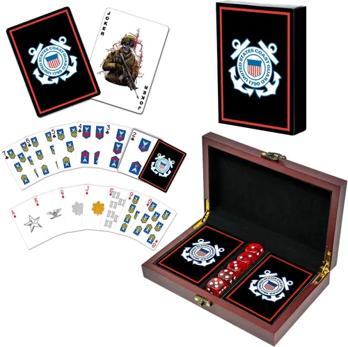 Vista 41 de Juego de regalo del ejército de los Estados Unidos Juego de cartas y dados Tarjetas de insignia de rango del ejército Regalos del ejército