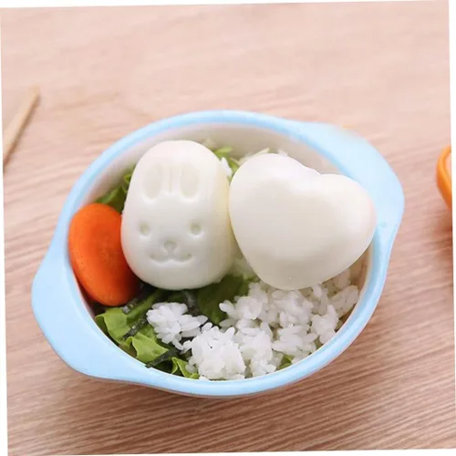 Vista 2 de Juego de 6 moldes de dibujos animados lindos huevos hervidos para sushi y arroz, molde de arroz con forma de corazón para huevo, sushi y arroz
