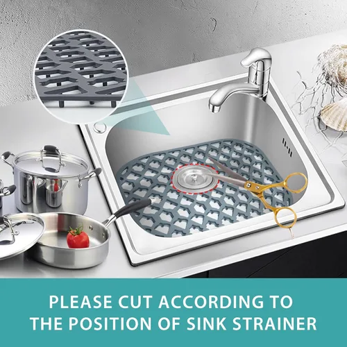 Vista 2 de Protectores de fregadero para fregadero de cocina, accesorio para fregadero de cocina, alfombrillas de silicona para colador de acero inoxidable