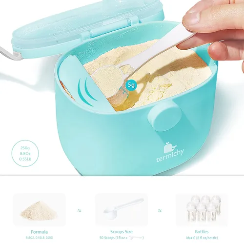 Vista 2 de Termichy Dispensador de fórmula para bebés, dispensador portátil de leche en polvo con asa de transporte y cuchara para viajes actividades al aire