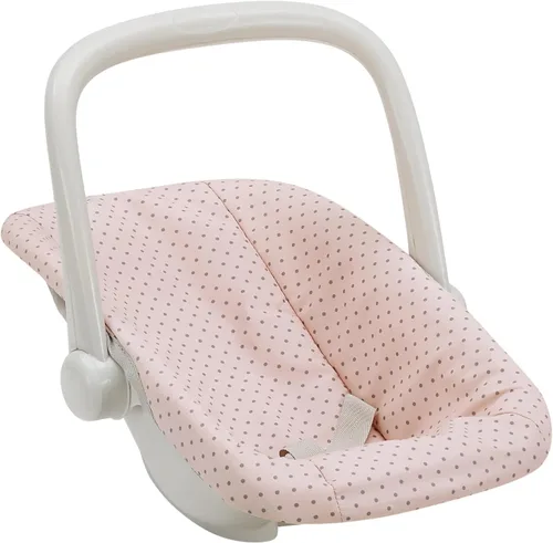 Vista 5 de Olivia's Little World Conjunto de Portabebés y Asiento de Coche de Muñeca Bebé Princesa de Lunares, Rosa/Gris Rosa/Gris