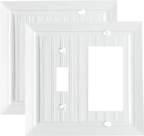 Vista 11 de Placas de pared clásicas de tablilla ranurada blanco puro, cubiertas de interruptor de luz, cubiertas de tomacorrientes eléctricos, placas