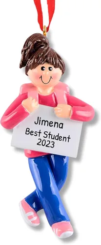 Vista 7 de Adornos escolares personalizados 2024 – Regalos de regreso a clases para estudiantes, mi primer día de escuela, nerviosismo, adornos de Navidad
