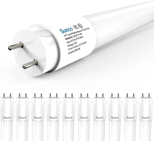 Vista 8 de Sunco 10 paquete de bombillas LED T8 de 4 pies, bombillas de tubo con derivación de balasto, reemplazo fluorescente de 48 pulgadas, 2200 LM, 18 W