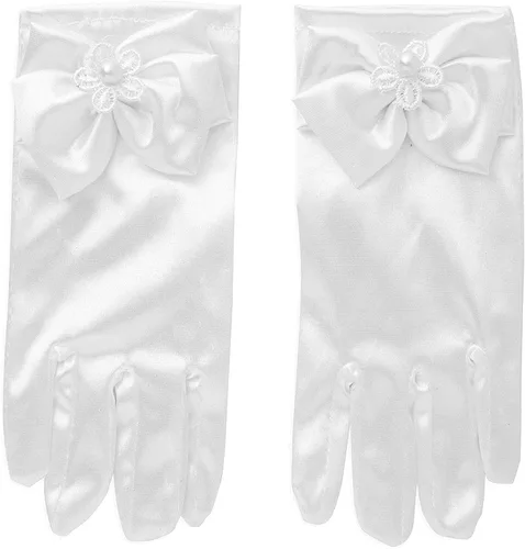 Vista 3 de Velo floral y guantes para la primera comunión para niña (blanco, 2 piezas), Blanco