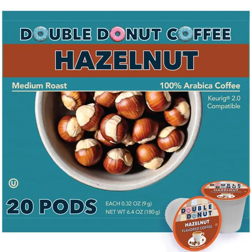 Vista 73 de Double Donut Coffee Cápsulas de Café Half Caff, Cápsulas de Café de Media Cafeína de Porción Individual para Cafeteras Keurig K Cup, Tostado Medio