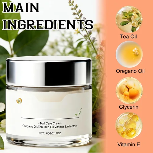 Vista 2 de Crema para el cuidado de uñas, reparación de uñas de los pies para dañados, fuerza y crecimiento de uñas, aceite de árbol de té, aceite de orégano