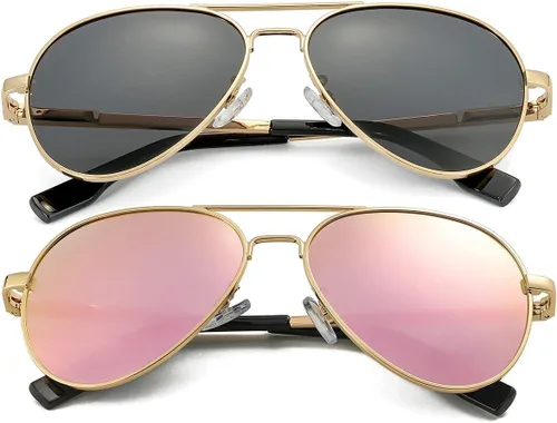 Vista 16 de Gafas de sol polarizadas de aviador pequeñas para niñas y niños de 4 a 16 años