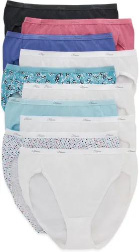 Vista 13 de Hanes Paquete de ropa interior para mujer, paquete de 10, bragas de mezcla de algodón de cobertura completa, ropa interior que absorbe la humedad