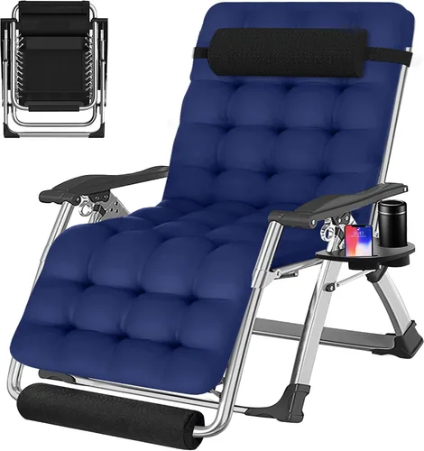 Vista 20 de ABORON Silla de Gravedad Cero, Sillas de Salón Plegables Premium para Césped y Exteriores, Sillas de Patio Reclinables Resistentes y Ajustables