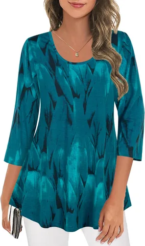 Vista 2 de Tencole Camisas de manga 34 para mujer, túnica elegante, ropa casual con estampado floral