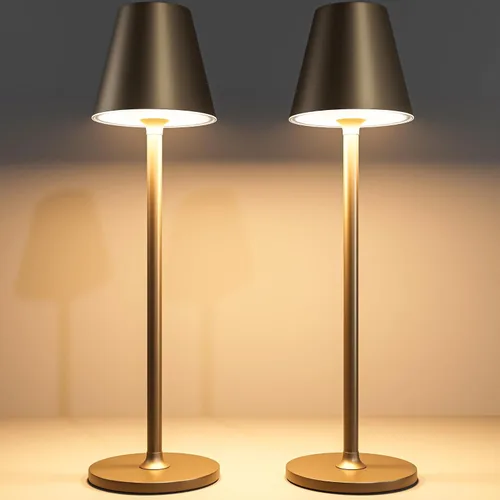 Vista 13 de Timjorman Lámpara de mesa LED inalámbrica, lámpara de escritorio con batería recargable de 4000 mAh, brillo de 3 niveles junto a la luz nocturna