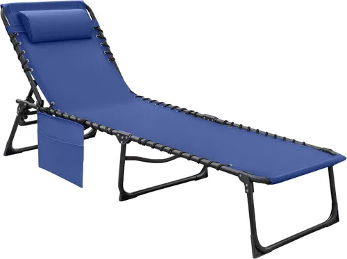 Vista 10 de Flamaker Silla Tumbona boca abajo ajustable de 5 posiciones para tomar el sol, silla de bronceado plegable con agujeros para la cara y los brazos