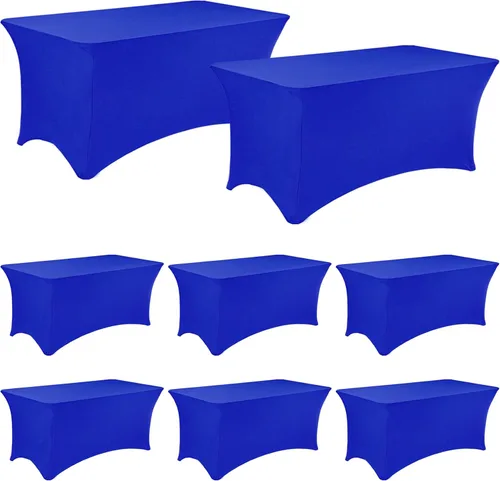 Vista 21 de Paquete de 2 manteles rectangulares de elastano de 6 pies, lavables, resistentes a las arrugas, para mesas plegables, bodas, fiestas, cumpleaños