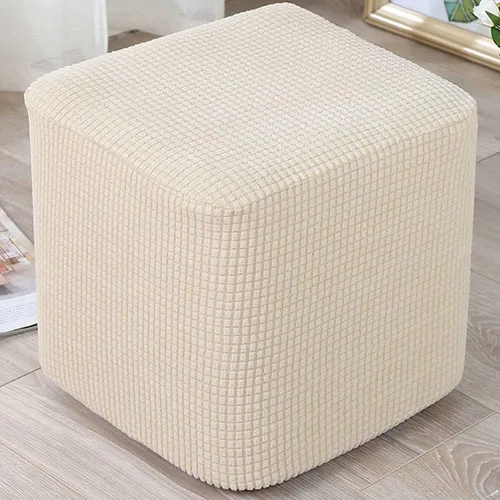 Vista 3 de Fundas elásticas para otomanas, fundas protectoras para taburetes, fundas cuadradas suaves para fundas cuadradas, color gris, negro y marrón, sofá