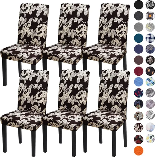 Vista 45 de Sufdari Juego de 2 fundas para sillas de comedor, fundas para sillas de cocina, fundas para sillas Parsons, protectores de sillas de elastano