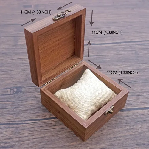 Vista 3 de Caja de Reloj de Color Nogal Caja de Joyería, Hecha a Mano para Recuerdos, Día del Padre, Día de la Madre, Aniversarios, Navidad, Caja del Día